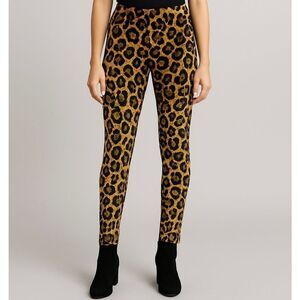 Leopard Print Velvet Pants – Retro Glam Stretchy Skinny Trousers